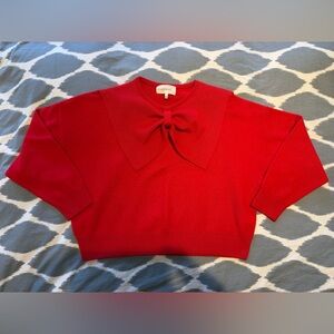 THE GREAT The Bow Red Bow Red Cashmere Sweater, Size 1!